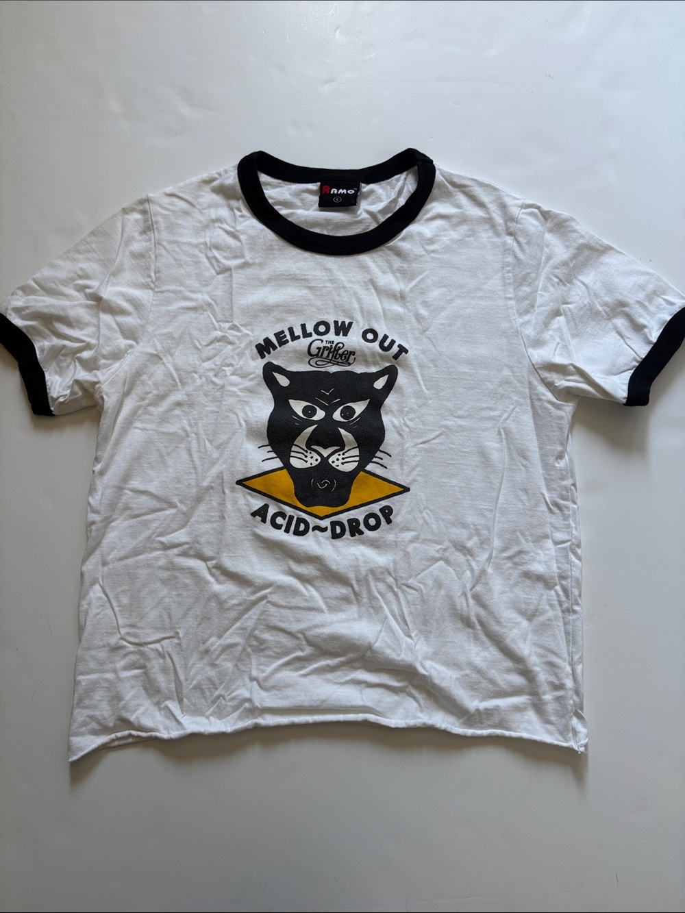 The Grifter Mellow Out Acid Drop Graphic Ringer Cropped Tee